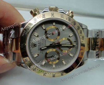Replica Rolex Daytona Watch 2-Tone Gray Dial Men Size